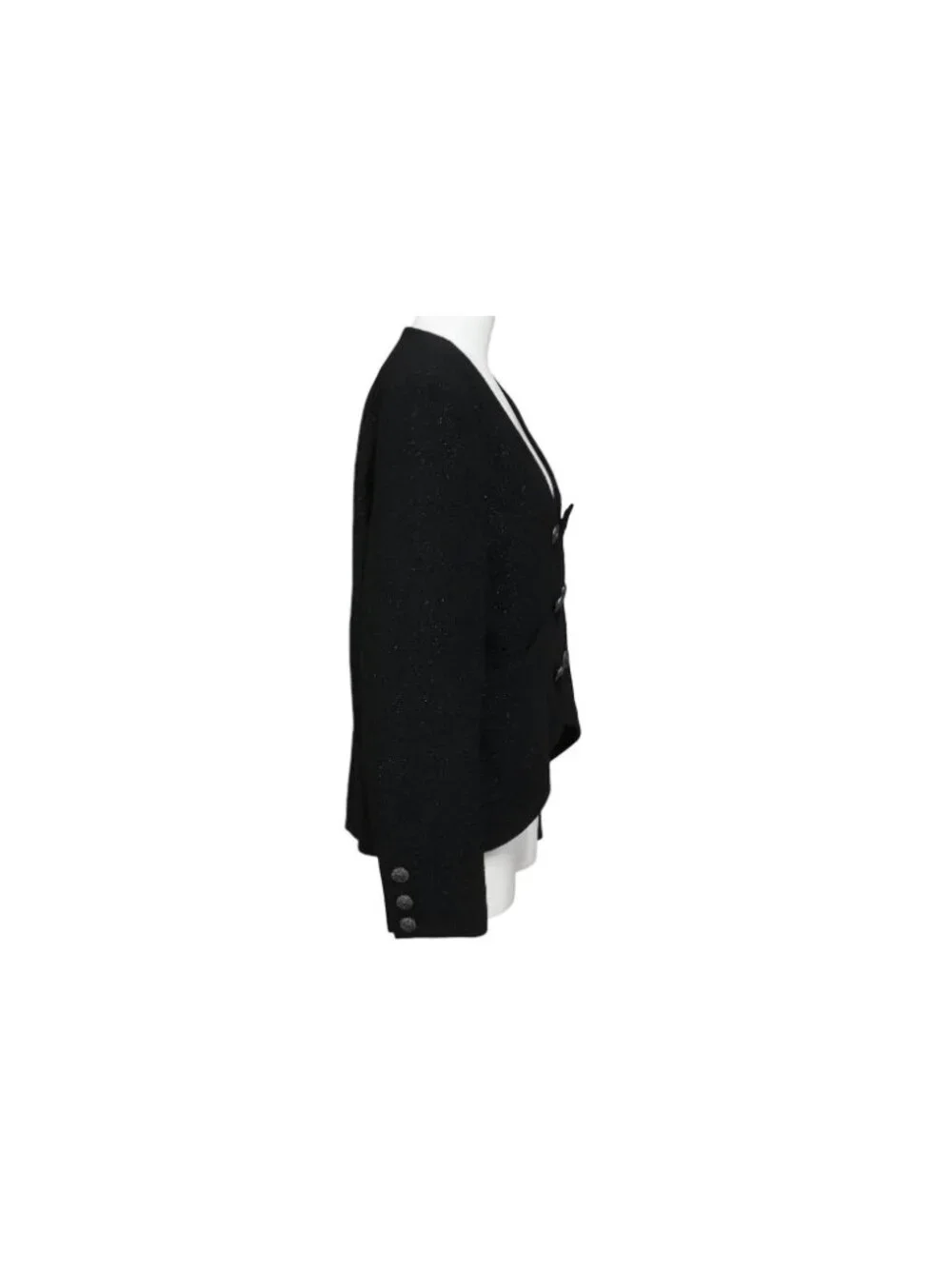 Chanel Tweed Jacket Black Wool 38